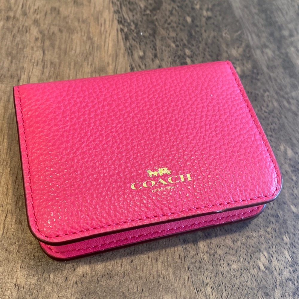 Hot Pink COACH Wallet with Gold Keychain